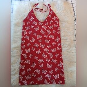 NWOT Red Dress with White Butterfly Print